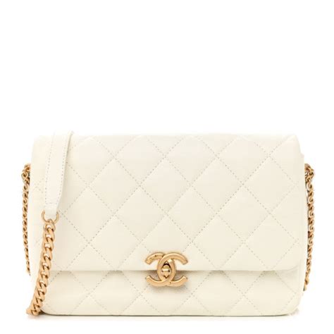 CHANEL Shiny Caviar Quilted Large Chain Melody 